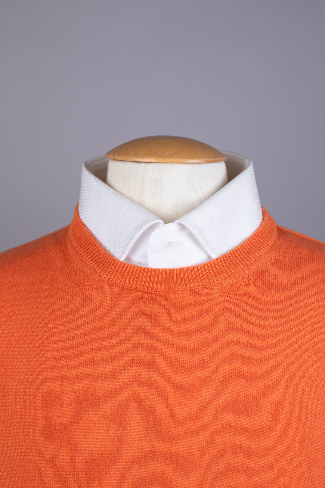 Pull homme 100% cachemire col rond orange