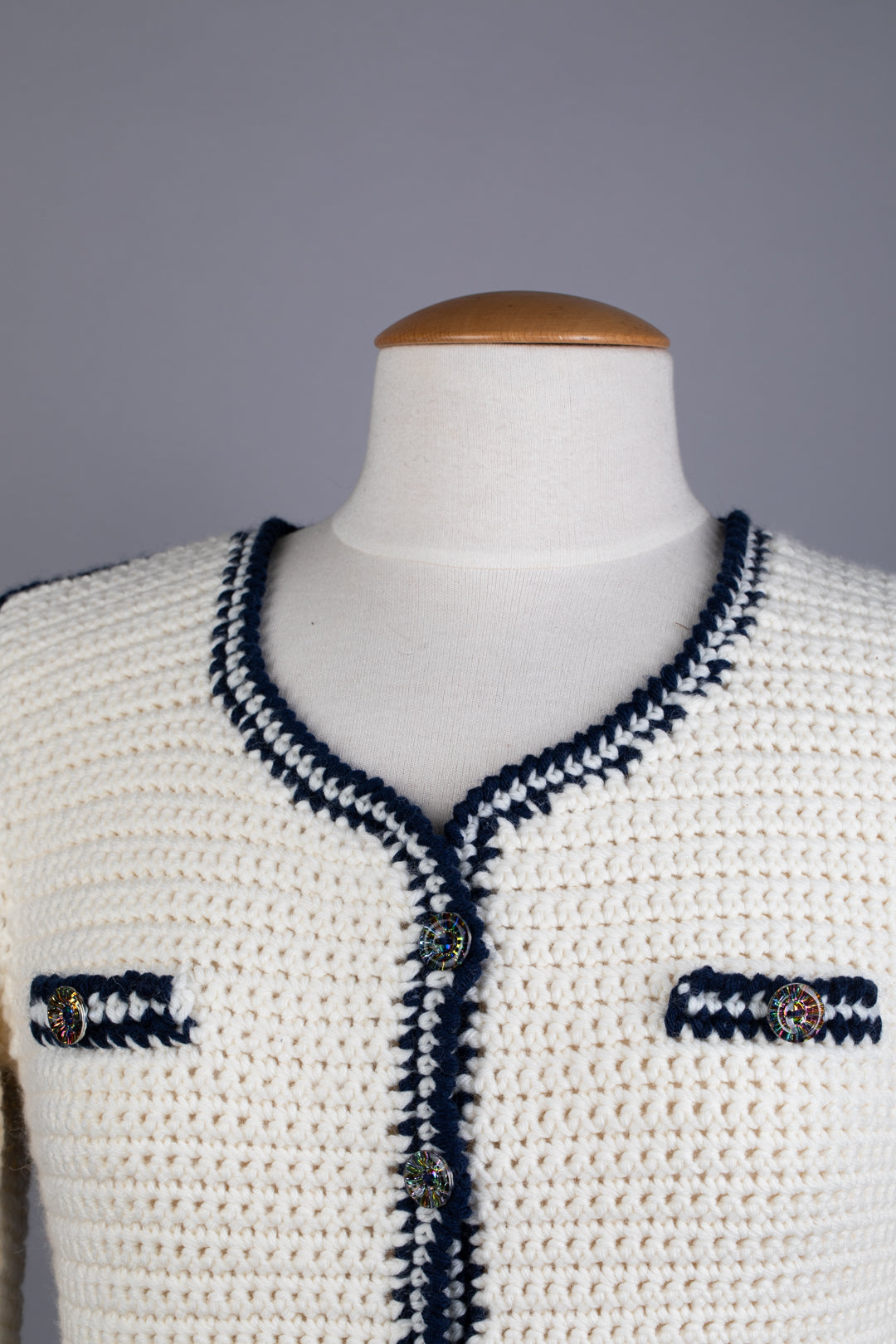 Veste Delphine cachemire mélange coutures bicolore style