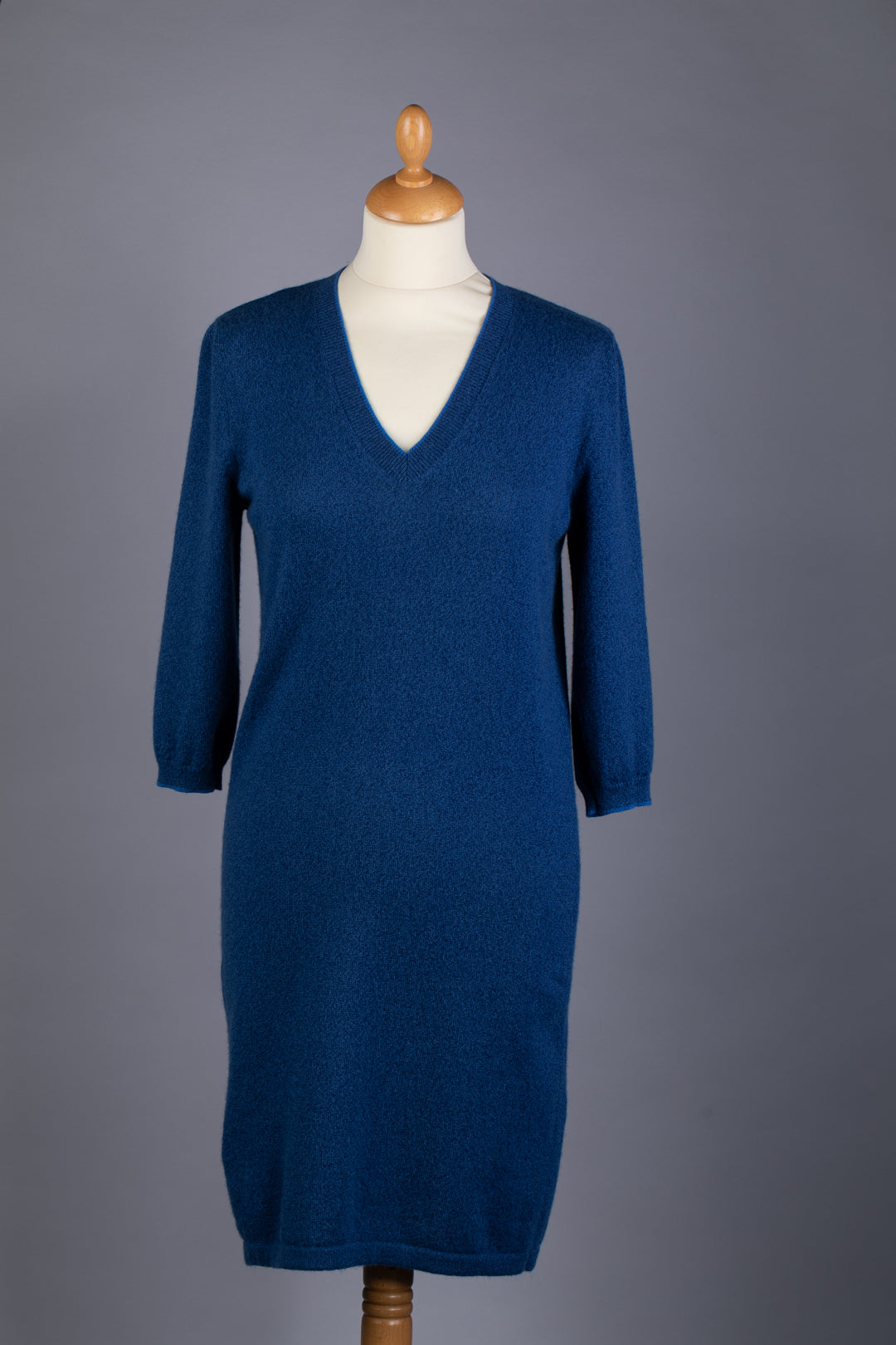 robe Aurora 100% cachemire manches bleue